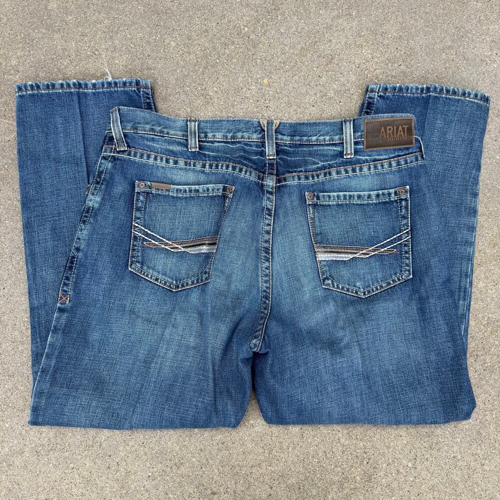 40x30 Ariat M4 Scoundrel Relaxed Boot Cut Jeans Starched Embroidered Pocket